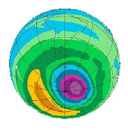 Sstellite photo of the hole in the ozone layer